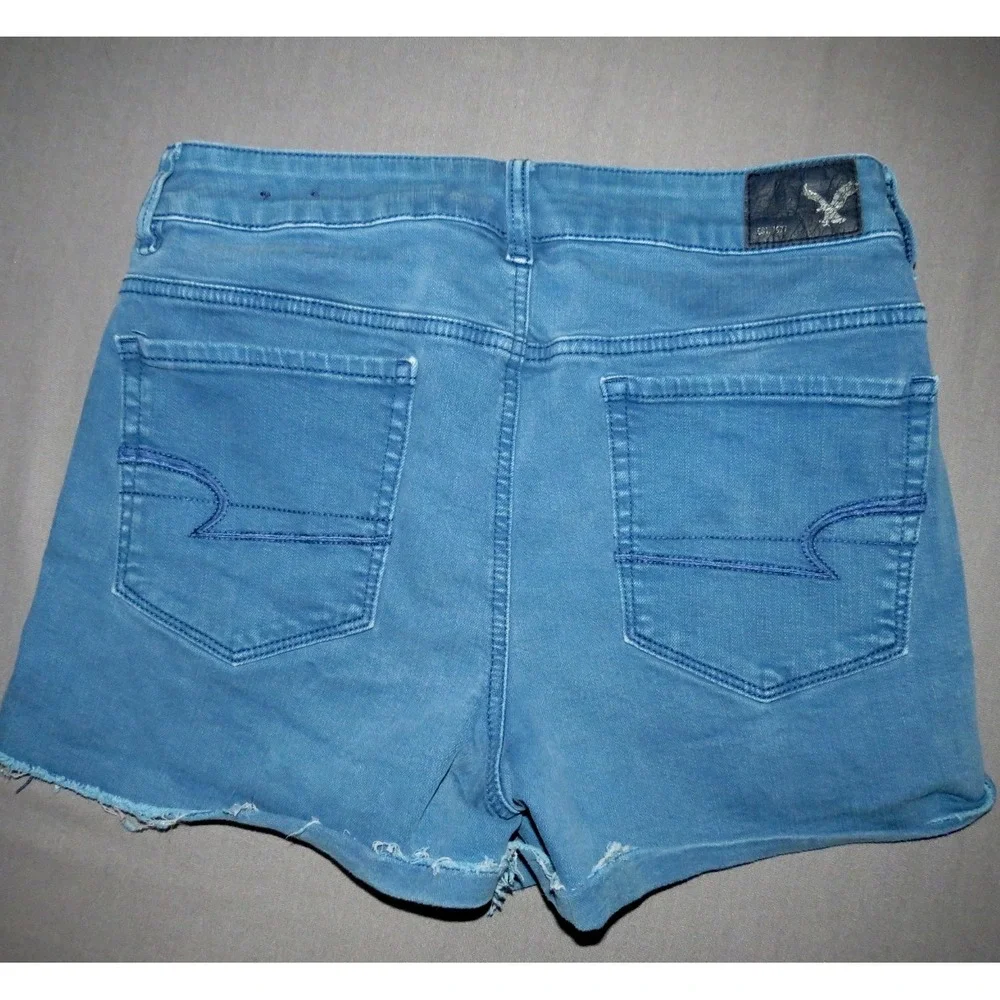 American Eagle Super‎ Stretch Medium Wash Hi-Rise Shortie Denim Shorts Women's 8